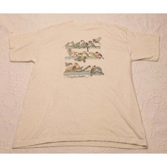 Vtg 90s Hallmark Bird Bird feeder Wildlife Shirt USA XL Cottage Cabin Cute - Picture 1 of 7